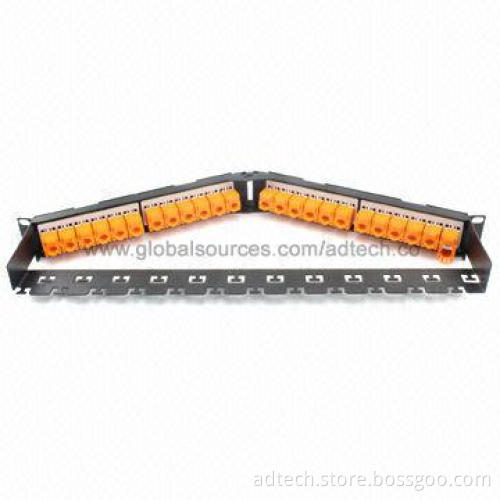 Blank Patch Panel, Angled with UTP Cat6 Keystone Jack, 24-port 1U